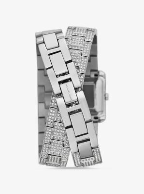 Petite Emery Pavé Silver-Tone Double Wrap Watch image number 2