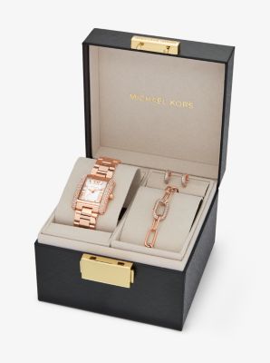 Coffret cadeau petite montre Emery ton or rose et bijoux image number 3