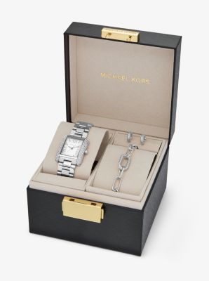 Coffret cadeau petite montre Emery argentée à pierres pavées et bijoux image number 3