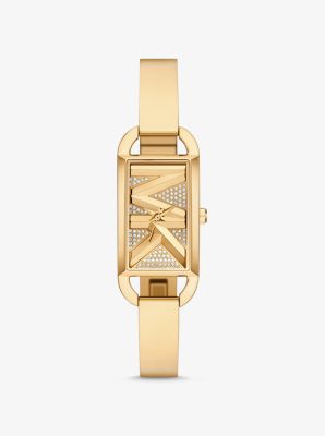 Mini Empire Pavé Gold-Tone Bangle Watch