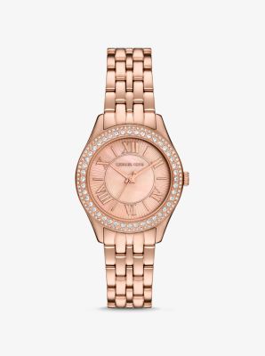 Reloj Harlowe mini en tono dorado rosa con incrustaciones image number 0