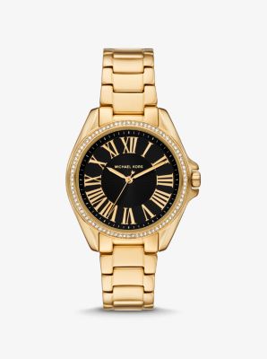 Michael kors gold and black watch best sale