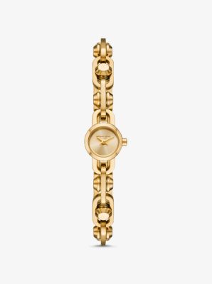 Reloj Astor mini en tono dorado con correa de eslabones image number 0