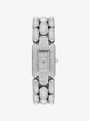 Mini-Armbanduhr Hally im Silberton mit Pavé in SILBERTON | Michael Kors