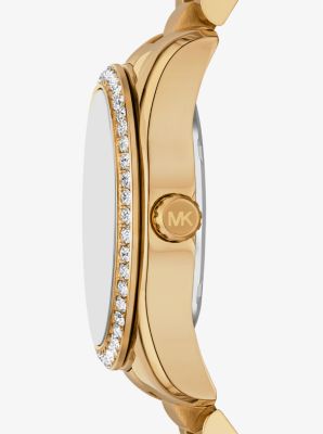 Mini Lexington Pavé Gold-Tone Watch in GOLD | Michael Kors