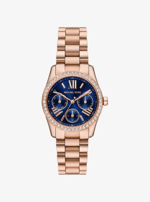 Mini montre Lexington ton or rose avec pierres pavées