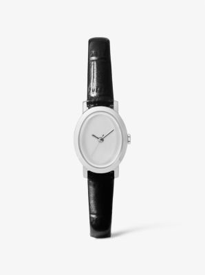 Limited-Edition Petite Maude Silver-Tone and Crocodile Embossed Leather Watch