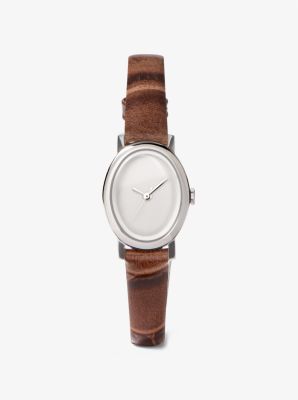 Limited-Edition Petite Maude Silver-Tone and Crocodile Embossed Leather Watch