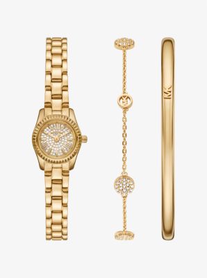 Petite Lexington Pavé Gold-Tone Watch and Jewelry Gift Set image number 0