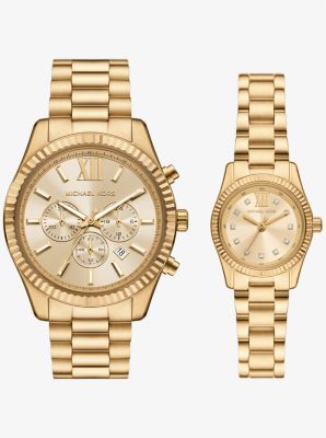Michael Kors Lexington His And Hers Gold-tone Watch Set