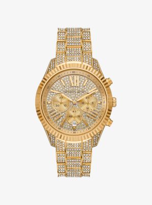 Oversized Lexington Pavé Gold-Tone Watch