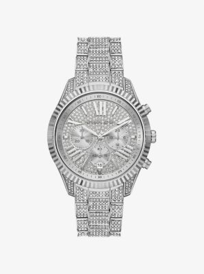 Oversized Lexington Pavé Silver-Tone Watch