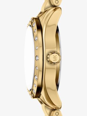 Petite Lexington Pav&eacute; Gold Watch and Heart Bracelet Gift Set in GOLD | Michael Kors