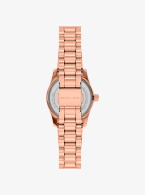 Petite Lexington Pav&eacute; Rose Gold-Tone Watch and Heart Bracelet Gift Set in ROSE GOLD | Michael Kors