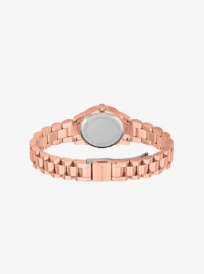 Petite Lexington Pav&eacute; Rose Gold-Tone Watch and Heart Bracelet Gift Set in ROSE GOLD | Michael Kors