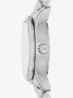 Petite Lexington Pav&eacute; Silver-Tone Watch in SILVER | Michael Kors