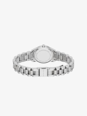 Petite Lexington Pav&eacute; Silver-Tone Watch in SILVER | Michael Kors
