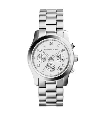 michael kors silver chronograph watch
