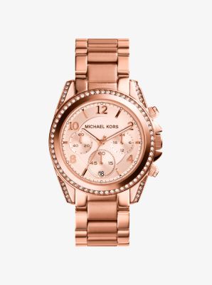 Blair Rose Gold Tone Stainless Steel Chronograph Watch Michael