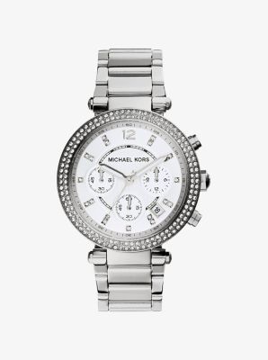 white and silver michael kors watch