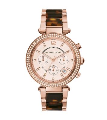 Montre en ac tate motifs caille de tortue Parker Michael Kors