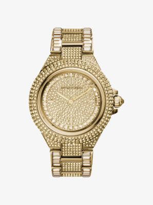 Oversized Camille Pav Gold Tone Watch Michael Kors