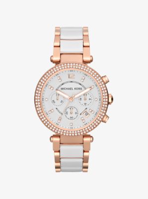 Parker Rose Gold-Tone White Acetate Watch | Michael Kors