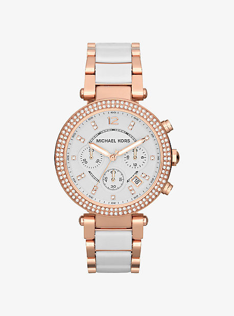 Parker Rose Gold-Tone White Acetate Watch