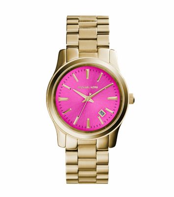 Runway Pink-Dial Gold-Tone Watch 