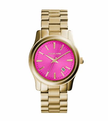 pink and gold michael kors watch