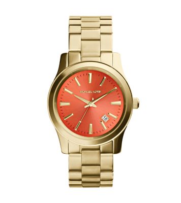 Runway Coral-Dial Gold-Tone Watch | Michael Kors