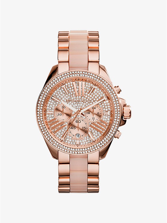 Wren Pavé Acetate and Rose Gold-Tone Watch
