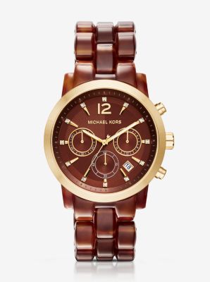 Audrina Amber Acetate and Gold-Tone Watch