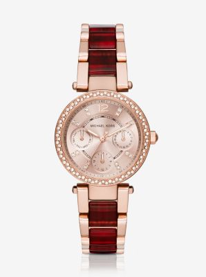 Burgundy michael clearance kors watch