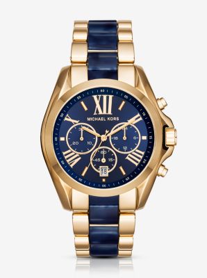 Oversize Bradshaw Gold-Tone and Navy Acetate Watch | Michael