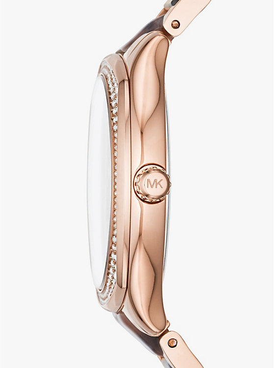 Bryn Pavé Rose Gold-Tone and Tortoise Acetate Watch | Michael Kors