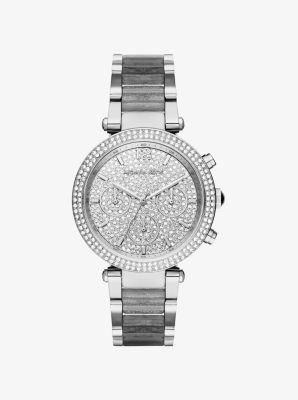 michael kors silver sparkle watch