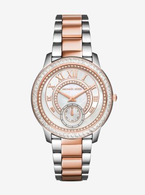Madelyn Pavé Silver and Rose Gold-Tone Watch | Michael Kors