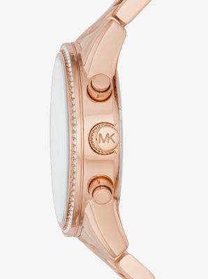 Michael Kors Women's Ritz Rose-Gold Chronograph Crystal Set Watch