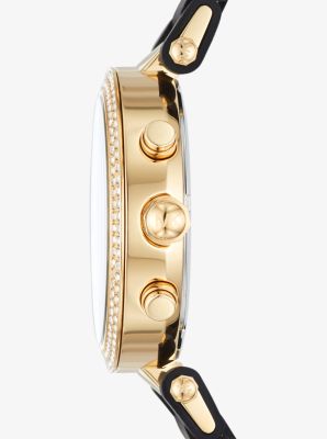 Parker Pav&eacute; Gold-Tone and Silicone Watch