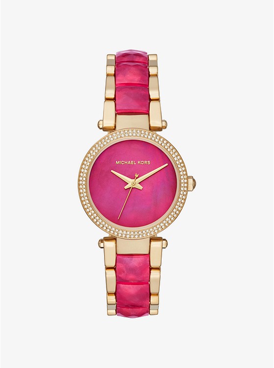 Parker Pavé Gold-Tone And Acetate Watch