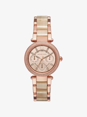 Parker Pavé Rose Gold-Tone And Acetate Watch
