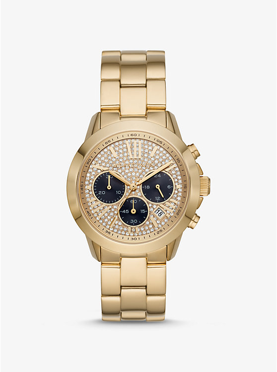 Oversized Pavé Gold-Tone Watch image number 0
