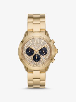 Oversized Pavé Gold-Tone Watch