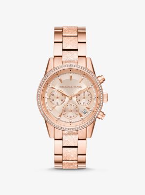 Ritz Pavé Textured Rose Gold-tone Watch 