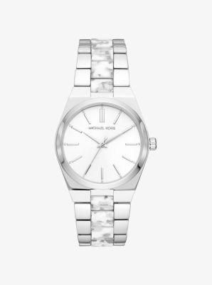 michael kors channing silver quartz watch