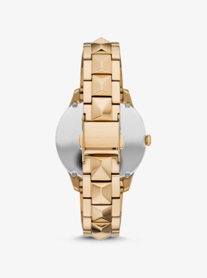 Petite Runway Mercer Pav&eacute; Gold-Tone and Onyx Watch