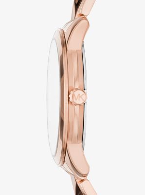 Petite Runway Mercer Pav&eacute; Rose Gold-Tone and Pearl Watch