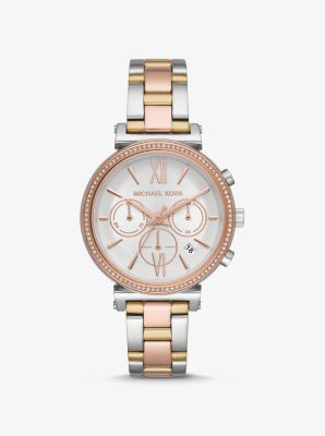 michael kors three tone watch