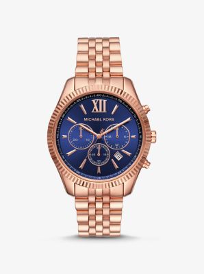 michael kors lexington men's watch rose gold